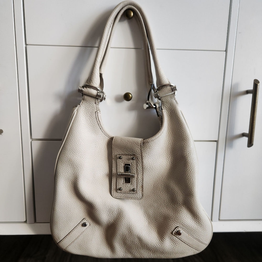 Vintage Banana Republic Ivory Pebbled Leather Hobo Bag